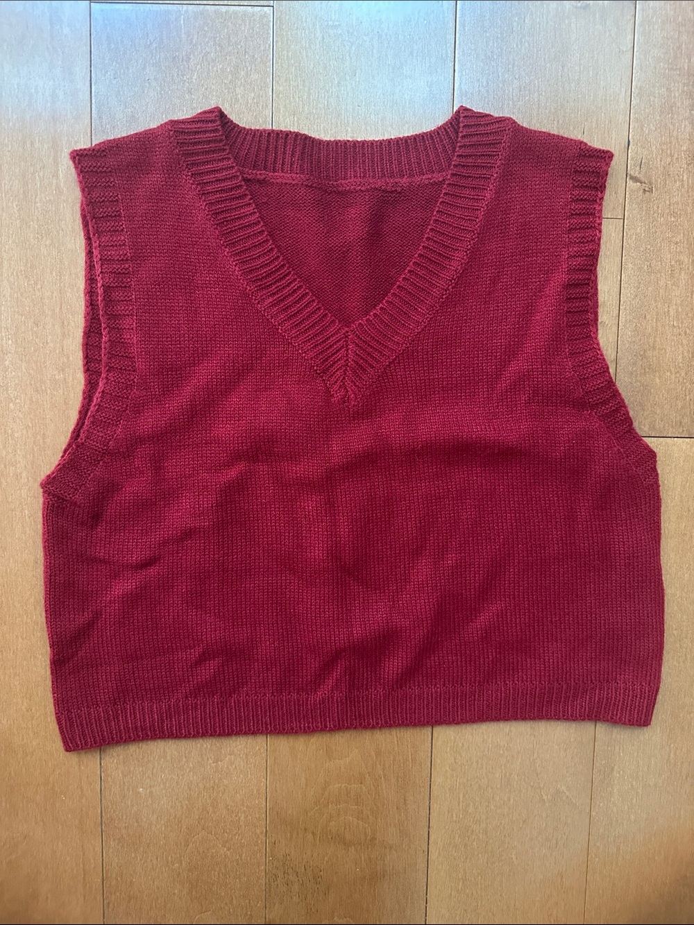 Classic V-Neck Knit Sweater Vest in Deep Wine